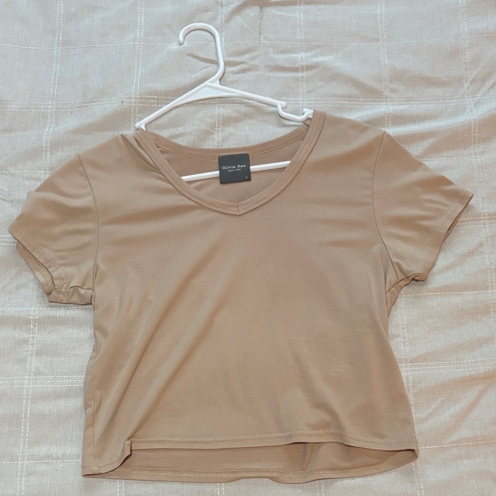 Olivia Rae Beige Short Sleeve Top